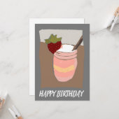 Carte Joyeux anniversaire Lait fraise Shake Illustration (Devant/Arrière en situation)