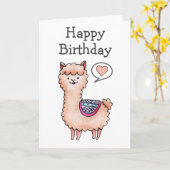Carte Joyeux Anniversaire Lama (Fleur jaune)