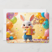 Carte Joyeux anniversaire lapin 3D mignon (Devant)