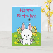 Carte Joyeux Anniversaire Lapin de Pâques (Fleur jaune)
