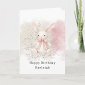 Carte Joyeux Anniversaire Lapin Mignon avec Ruban (Devant)