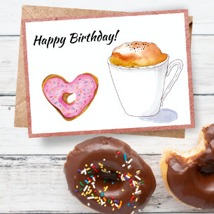 Carte Joyeux Anniversaire Latte Donut Rose