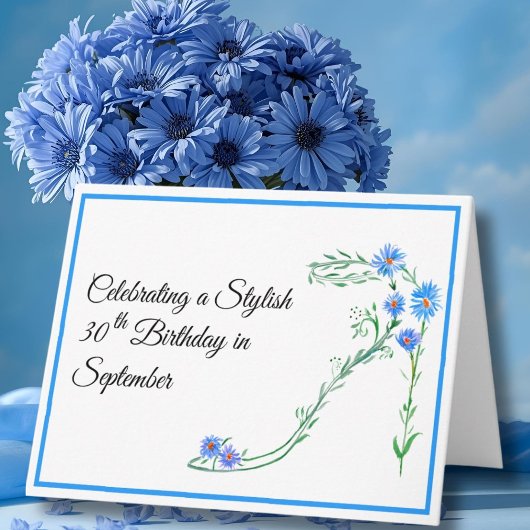 Carte Joyeux anniversaire le 30 septembre Fleurs Aster B