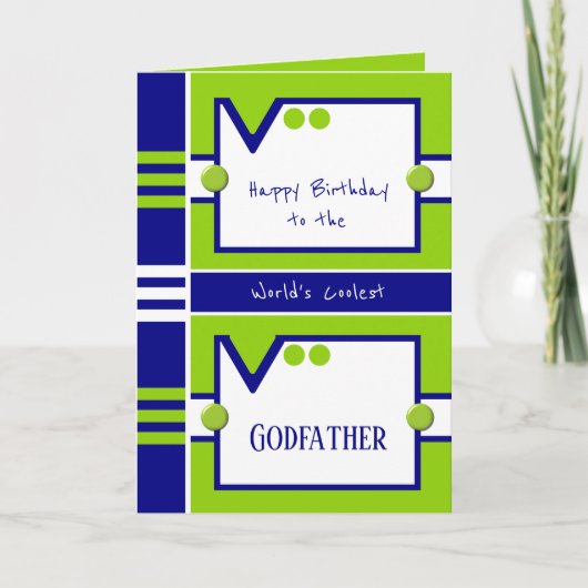 Carte Joyeux Anniversaire le plus frais Parrain bleu et (Devant)