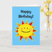 Carte Joyeux anniversaire (le soleil mignon) (Fleur jaune)