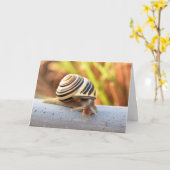Carte Joyeux Anniversaire Lent Escargot (Fleur jaune)