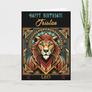 Carte Joyeux anniversaire Leo Zodiac Design