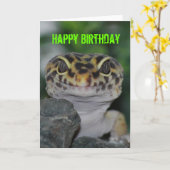Carte Joyeux Anniversaire Leopard Gecko (Fleur jaune)