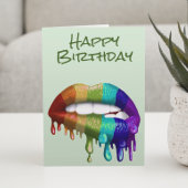 Carte Joyeux Anniversaire Lèvres arc-en-ciel goutte