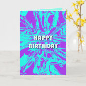 Carte Joyeux Anniversaire Lilac Aqua Psychedelic Flower (Fleur jaune)