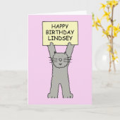 Carte Joyeux anniversaire Lindsey Carton Cat (Fleur jaune)