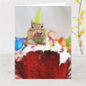 Carte Joyeux anniversaire Little Chipmunk (Fleur jaune)