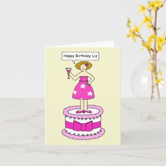 Carte Joyeux anniversaire Liz (Fleur jaune)