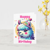 Carte Joyeux Anniversaire Llama (Fleur jaune)