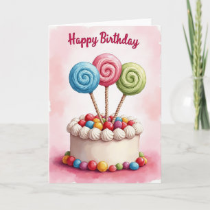 Carte Joyeux Anniversaire Lollipop Swirl