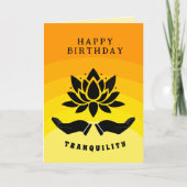 Carte Joyeux Anniversaire lotus fleur paisible jaune ora (Devant)