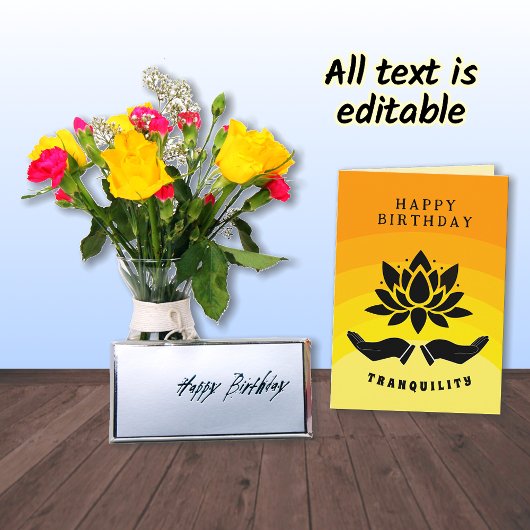 Carte Joyeux Anniversaire lotus fleur paisible jaune ora
