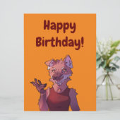 Carte Joyeux Anniversaire loup (Debout devant)