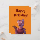 Carte Joyeux Anniversaire loup (Devant/Arrière en situation)