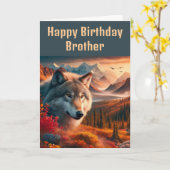 Carte Joyeux Anniversaire Loup au Soleil Couchant (Fleur jaune)