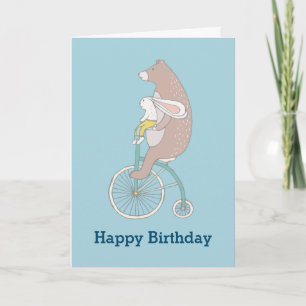 Carte Joyeux anniversaire lunatique de lapin et d'ours