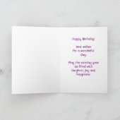 Carte Joyeux Anniversaire Magenta et Bleu peinture Abstr (Intérieur)