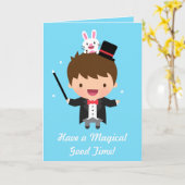 Carte Joyeux Anniversaire Magicien Boy Magic Bunny Trick (Fleur jaune)