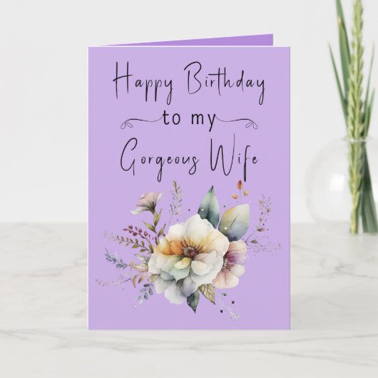 Carte Joyeux anniversaire magnifique femme fleurs violet (Devant)