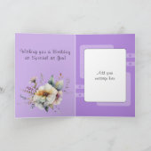 Carte Joyeux anniversaire magnifique femme fleurs violet (Intérieur)