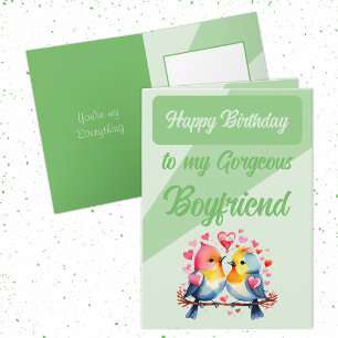 Carte Joyeux anniversaire magnifique petit ami oiseau ve