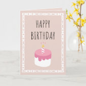 Carte Joyeux anniversaire - mahjong tuiles et gâteau ros (Fleur jaune)