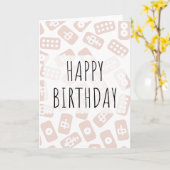 Carte Joyeux anniversaire - mahjong tuiles rose clair (Fleur jaune)