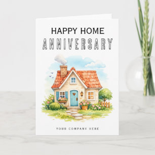 Carte Joyeux Anniversaire Maison Aquarelle Colorée