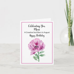 Carte Joyeux Anniversaire Maman Août Pavot Pourpre