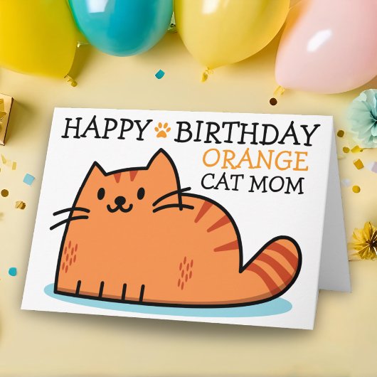 Carte Joyeux Anniversaire Maman Chat Orange