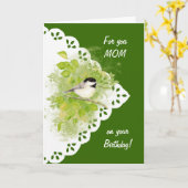 Carte Joyeux Anniversaire Maman Chickadee, Bird & Dentel (Fleur jaune)
