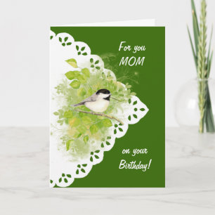 Carte Joyeux Anniversaire Maman Chickadee, Bird & Dentel