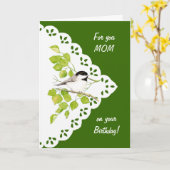 Carte Joyeux Anniversaire Maman Chickadee, Bird & Dentel (Fleur jaune)