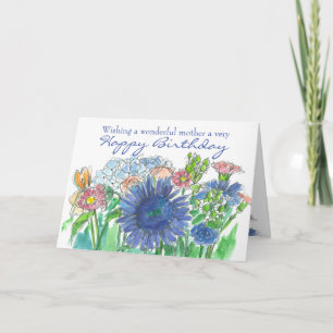 Carte Joyeux anniversaire Maman Daisy Hydrangea Rose Bou