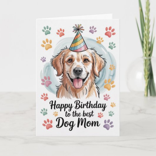 Carte Joyeux Anniversaire Maman de Chien Retriever Doré (Devant)