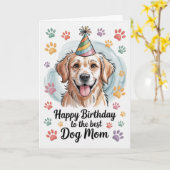 Carte Joyeux Anniversaire Maman de Chien Retriever Doré (Fleur jaune)
