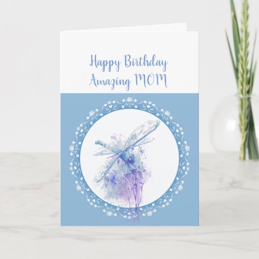 Carte Joyeux Anniversaire Maman Dragonfly & Lace (Devant)