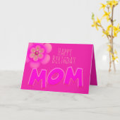 Carte Joyeux Anniversaire maman en amusant, texte rose v (Fleur jaune)