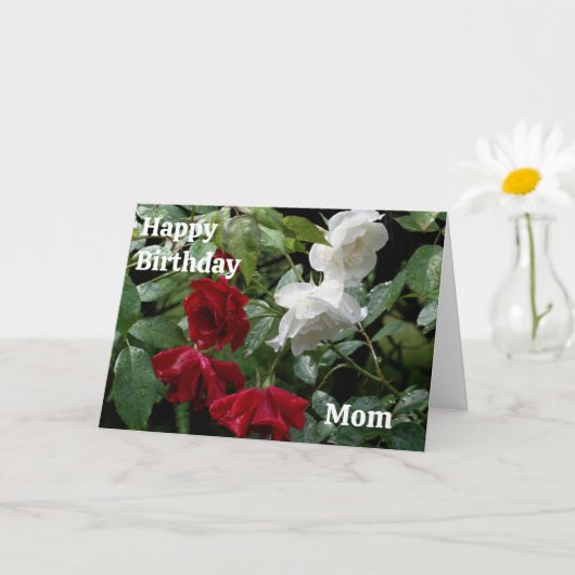 Carte Joyeux Anniversaire Maman Fleurs Roses Rouges (Petite plante)