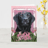 Carte Joyeux Anniversaire Maman - Labrador - Noir - Gage (Fleur jaune)