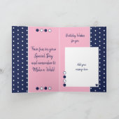 Carte Joyeux anniversaire maman marine et photo rose (Intérieur)