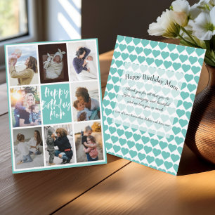 Carte Joyeux Anniversaire Maman Moderne Teal 8 Photo Col