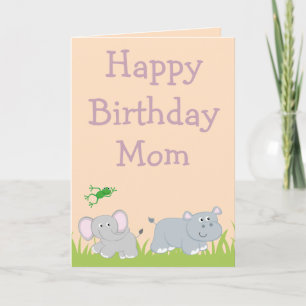 Carte Joyeux Anniversaire Maman Photo d'éléphant et d'hi