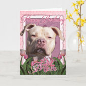 Carte Joyeux Anniversaire Maman - Pitbull - Jersey Girl (Fleur jaune)