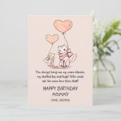 Carte Joyeux Anniversaire maman rose (Debout devant)